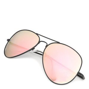 Black Rose Gold Pink Women's Aviators Sunglasses